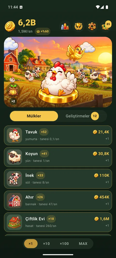 Çiftliğin üzerinden uçan altın tavuk