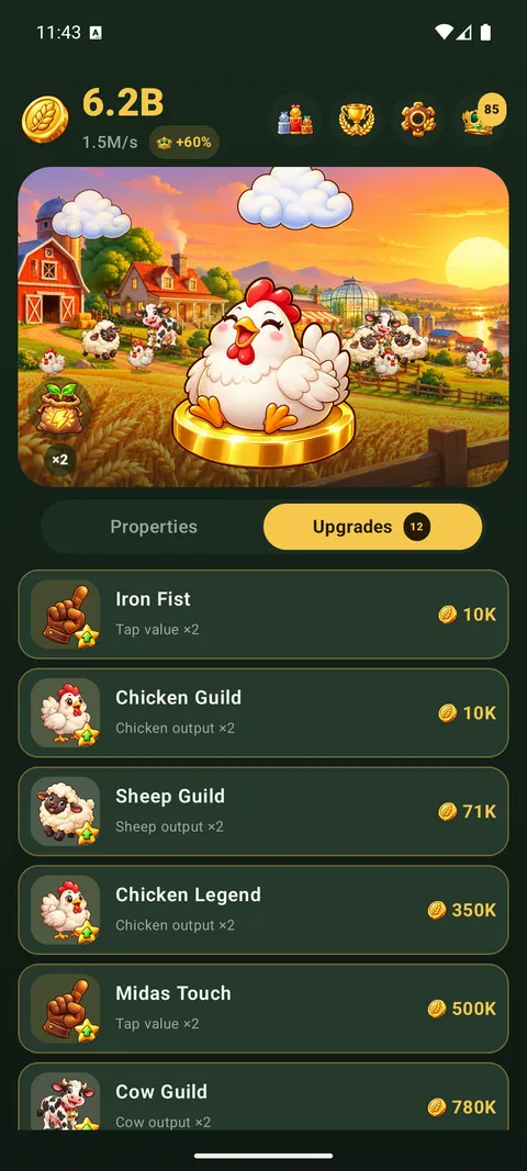 Upgrades that double tap power and property output