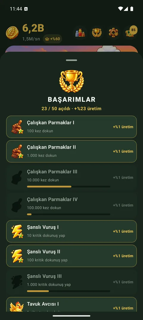 Her biri üretimi %1 artıran başarımlar