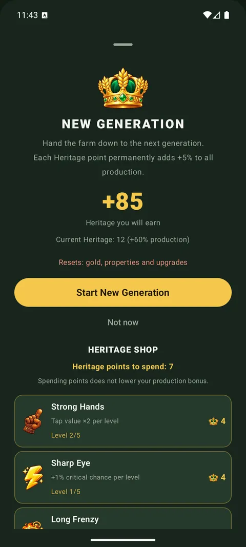 New Generation and the Heritage Shop with permanent perks