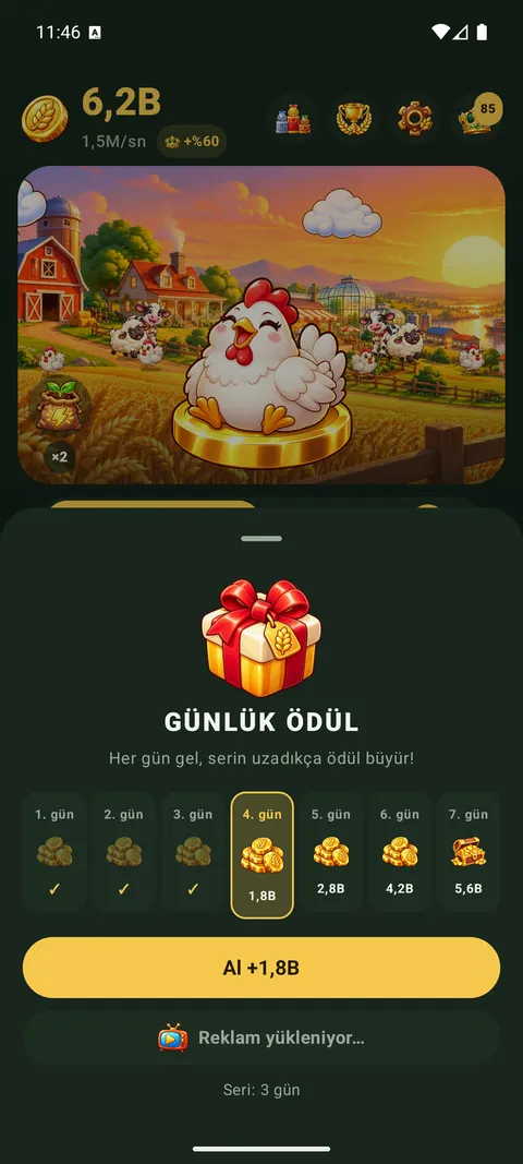 7 günlük seriyle günlük ödül