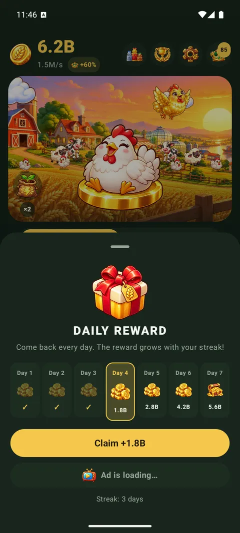 Daily reward with a 7-day streak