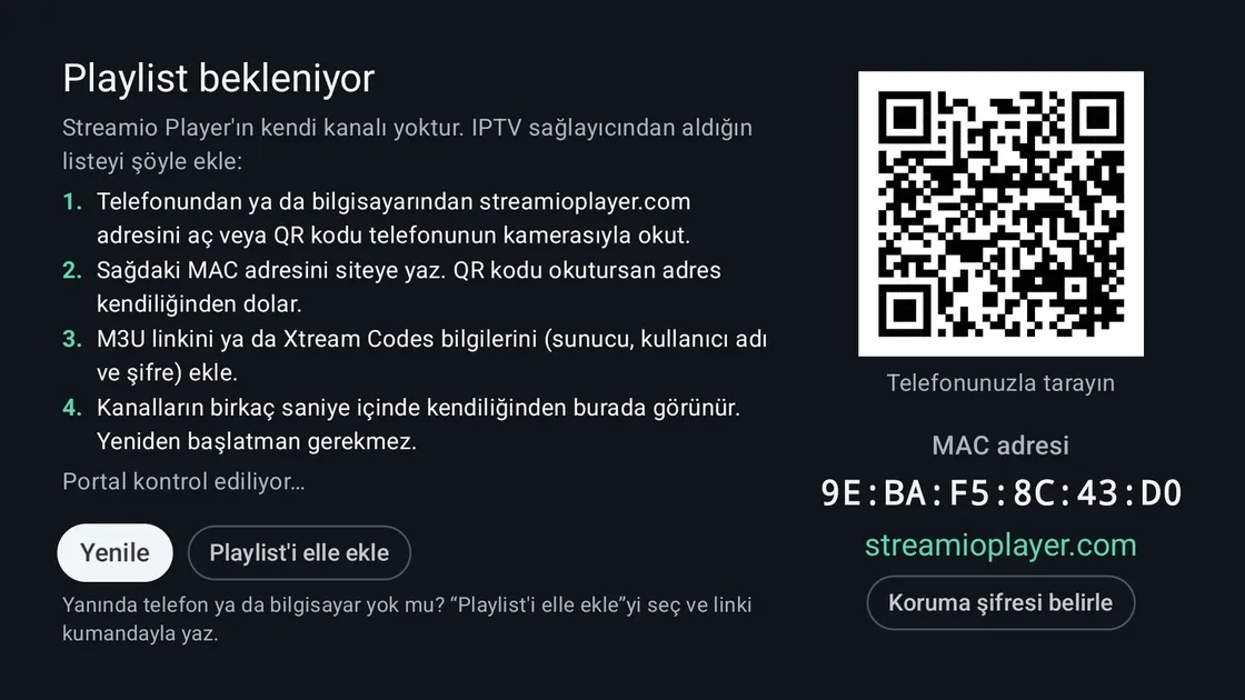 İlk açılış: adım adım kurulum, cihazın MAC adresi ve QR kod